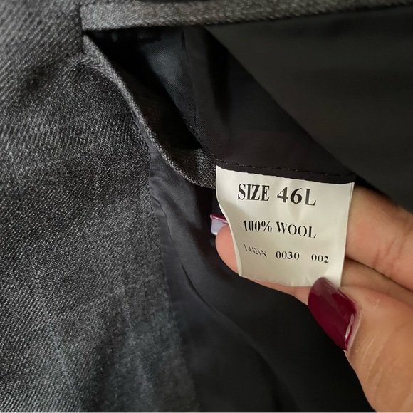 Jos. A. Bank travelers collection Charcoal Blazer size 46L 100% wool formal work - Picture 6 of 14